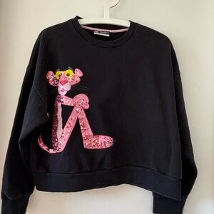 Zara Black Sweater with Pink Panther Graphic
